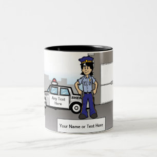 Personalised Sheriff Deputy - Female Cartoon Two-Tone Coffee Mug