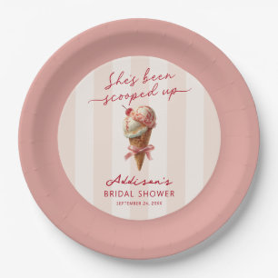 Personalised She's Been Scooped Up Bridal Shower Paper Plate