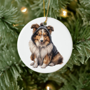 Personalised Shetland Sheepdog Dog Ceramic Tree Decoration