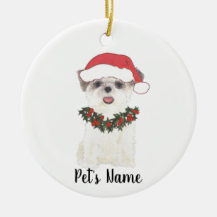 Personalised Shih Tzu (Brown & White) Ceramic Tree Decoration