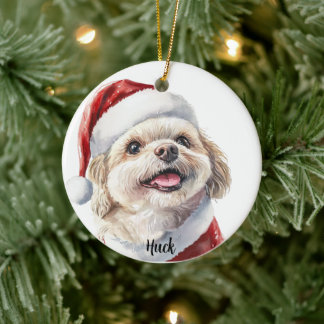 Personalised Shih Tzu Christmas Dog Ceramic Tree Decoration