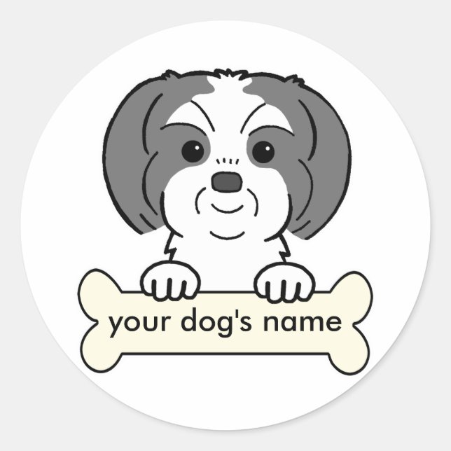 Personalised Shih Tzu Classic Round Sticker (Front)