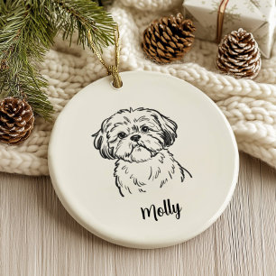 Personalised Shih Tzu Dog Christmas Ceramic Tree Decoration