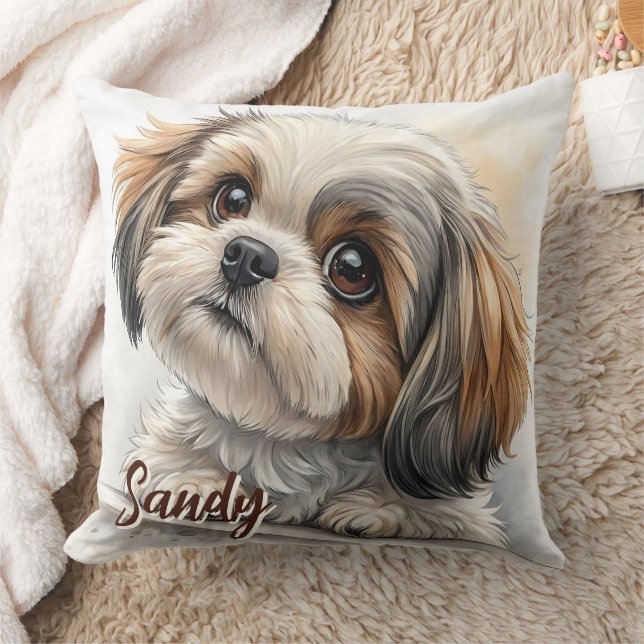 Personalised Shih Tzu Lover Throw Pillow (Blanket)