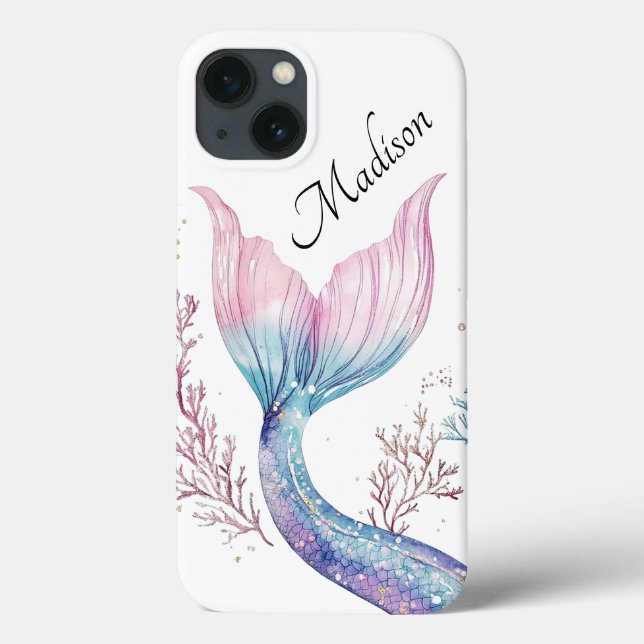 Personalised Shimmering Mermaid Tail Phone Case (Back)