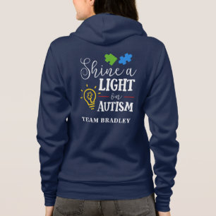 Personalised Shine A Light on Autism Matching Team Hoodie