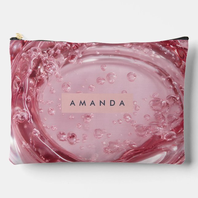 Personalised Shiny Blush Marble Effect Accessory Pouch (Front)
