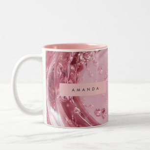 Personalised Shiny Blush Marble Effect Two-Tone Coffee Mug