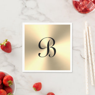 Personalised shiny gold metallic custom monogram napkin