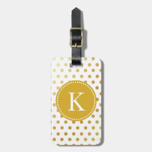 Personalised Shiny Gold Polka Dots Pattern Luggage Tag