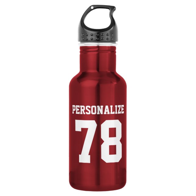 Personalised shiny metallic sports water bottle (Front)