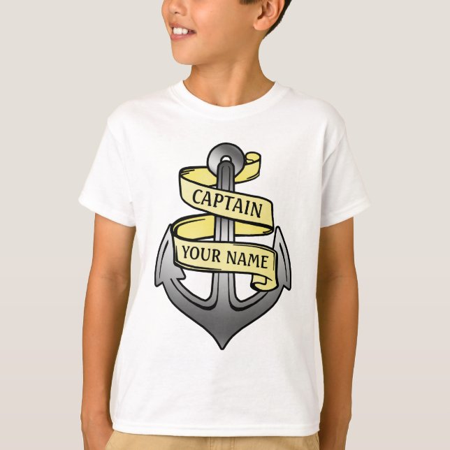 Personalised Ship Captain Your Name Anchor T-Shirt (Front)