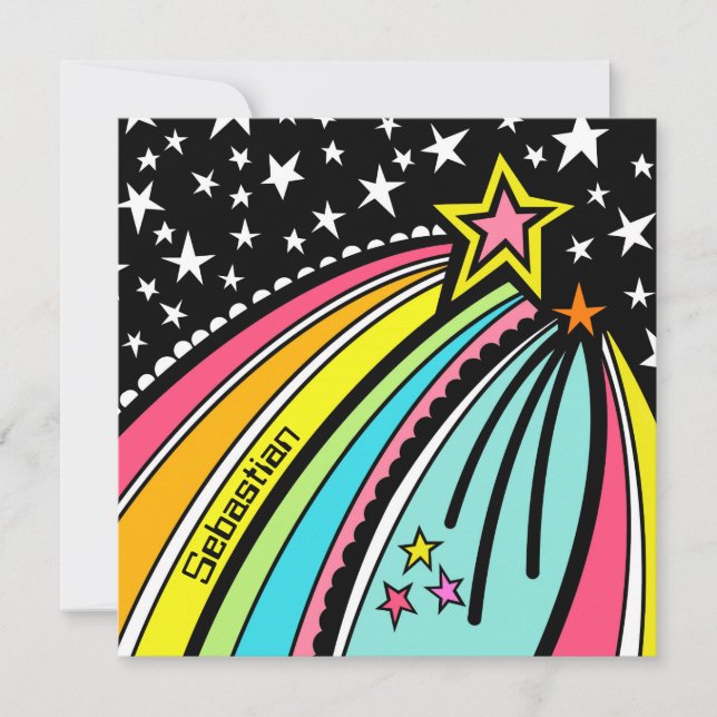 Personalised Shooting Star Birthday Invitation (Front)