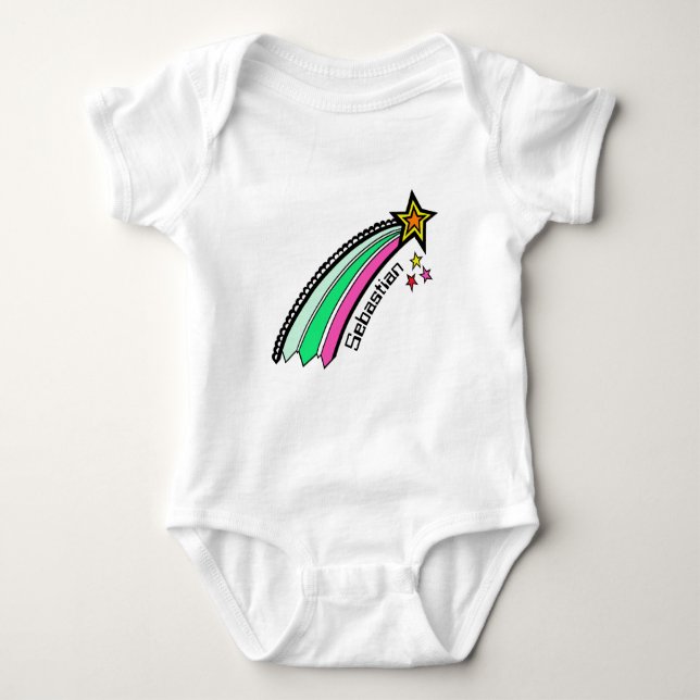Personalised Shooting Star Space Baby Bodysuit (Front)