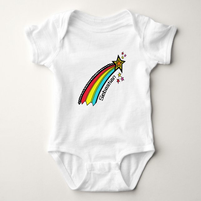 Personalised Shooting Star Space Baby Bodysuit (Front)