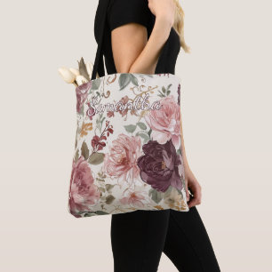 Personalised Shopping Bag With French Floral Art