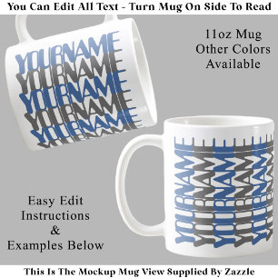 Personalised Short Custom Name Blu Hidden Message Coffee Mug