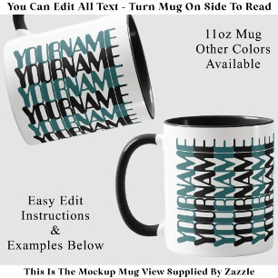 Personalised Short Custom Name Teal Hidden Message Mug
