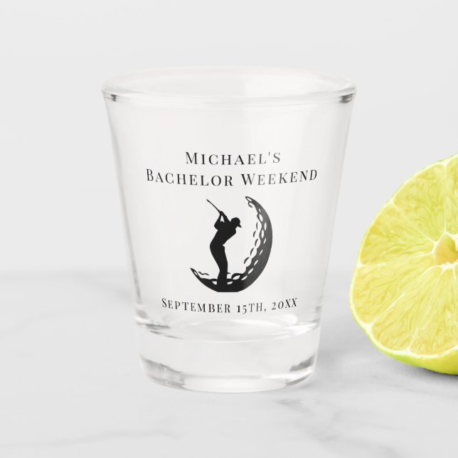 Personalised Shot Glass | Bachelor Golf Weekend (Front)