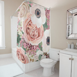 Personalised Shower Curtain Geometric Garden Rose