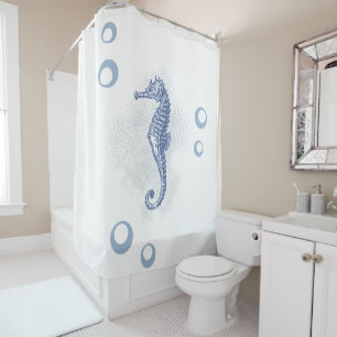 Personalised Shower Curtain Seahorse Ocean Beach