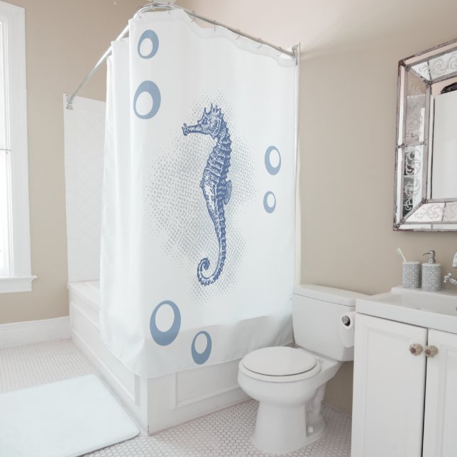Personalised Shower Curtain Seahorse Ocean Beach (In Situ)