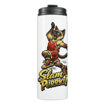 Personalised Siamese Basketball Cat Thermal Tumble