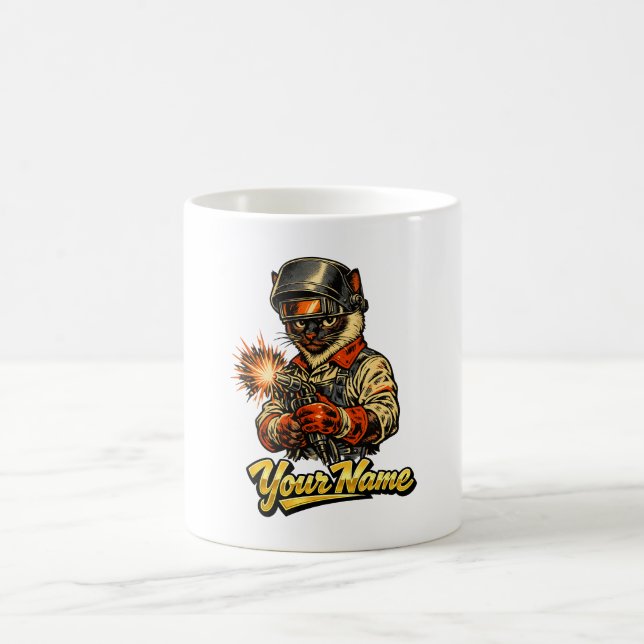Personalised Siamese Cat Welder Coffee Mug (Center)