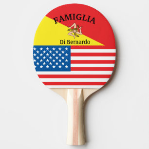 Personalised Sicilian-American Flag Ping Pong Paddle