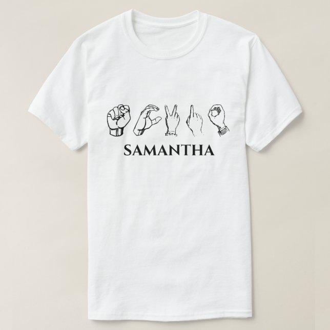 Personalised Sign Language Shirt, Custom Name T-Shirt (Design Front)