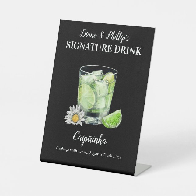 Personalised Signature Drink Caipirinha Cocktail Pedestal Sign (Front)
