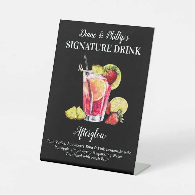 Personalised Signature Drink Rum Tropical Drink Pedestal Sign (Front)