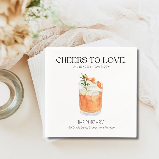 Personalised Signature Drink Wedding Napkins (Custom Signature Cocktail Wedding Napkins)