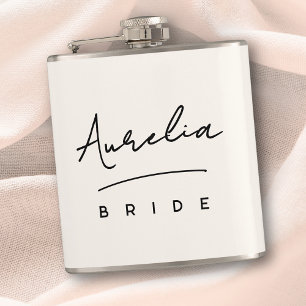 Personalised Signature Ivory White Bachelorette Hip Flask