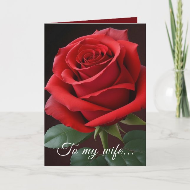 Personalised Signature Red Rose Card for Wife (Front)