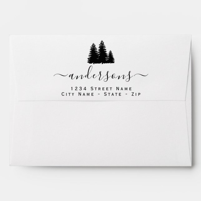 Personalised Signature Script - Pine Trees Envelope (Back (Top Flap))