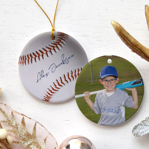Personalised Signed Baseball Ceramic Tree Decoration