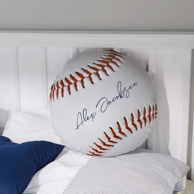 Personalised Signed Baseball Round Cushion (Creator Uploaded)