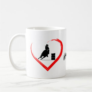 Personalised Silhouette Barrel Racing Horse, Heart Coffee Mug