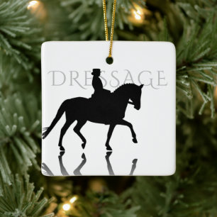 Personalised Silhouette Dressage Horse Christmas Ceramic Ornament