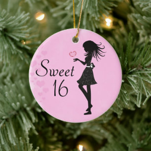 Personalised Silhouette Girl Sweet 16 Ornament