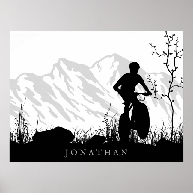 Personalised Silhouette Mountain Bike Poster (Front)