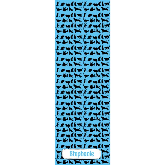 Personalised Silhouette Pattern On Blue Black Cat Yoga Mat (Creator Uploaded)