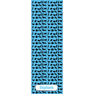 Personalised Silhouette Pattern On Blue Black Cat Yoga Mat
