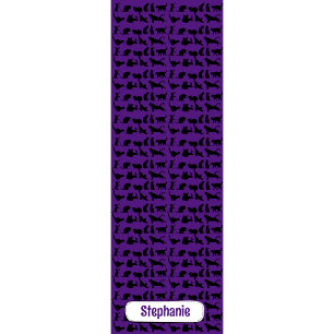 Personalised Silhouette Pattern Purple Black Cat Yoga Mat
