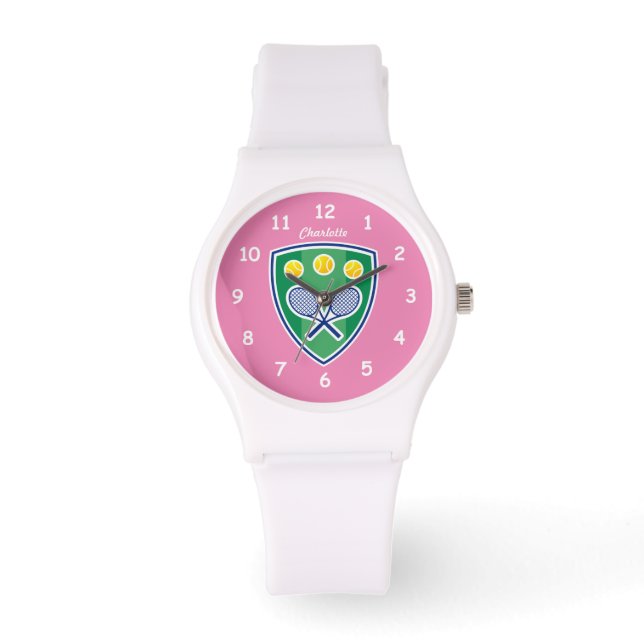 Personalised silicone sports watch for tennis girl (Front)