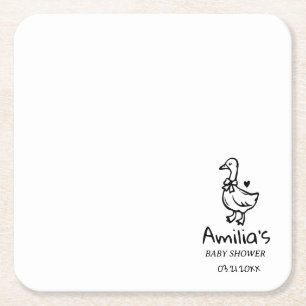 Personalised Silly Goose Baby Shower Baby Shower Square Paper Coaster