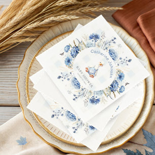 Personalised Silly Goose Blue Floral Baby Shower Napkin