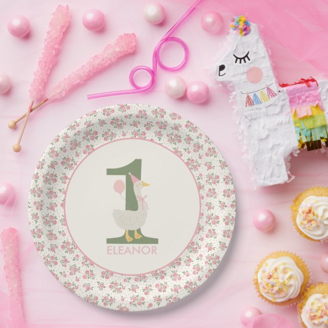 Personalised Silly Goose First Birthday Plate (Party)