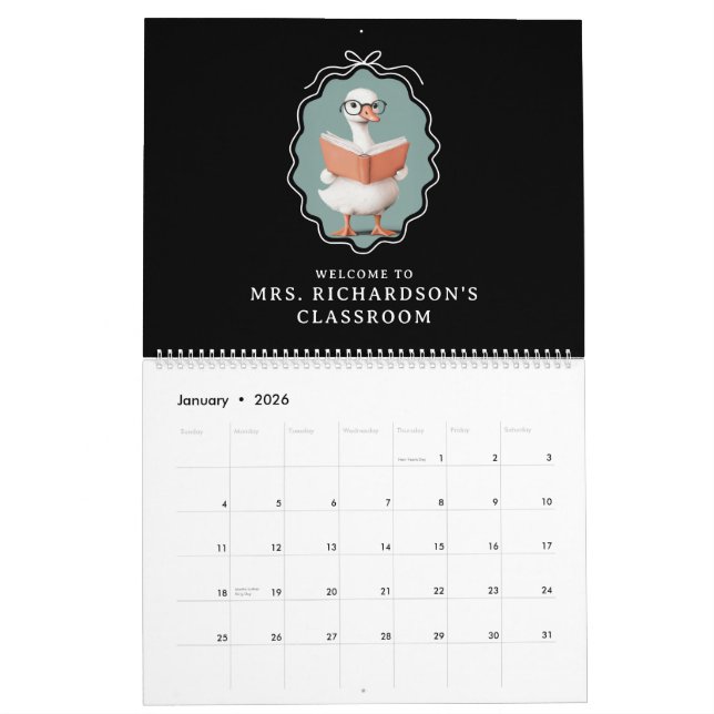 Personalised Silly Goose Teacher Club Classroom Calendar (Jan 2026)